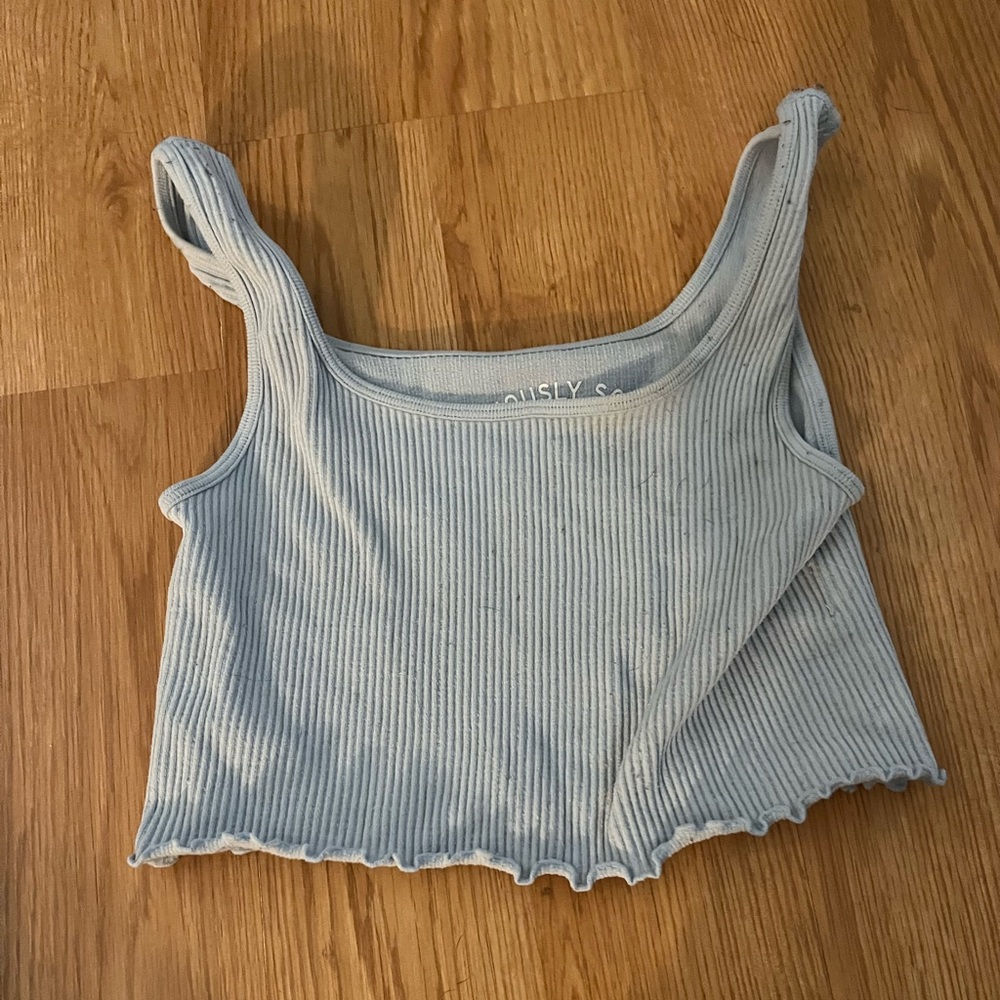I am selling this Aeropostale tank  in a size 0 and in the color baby blue